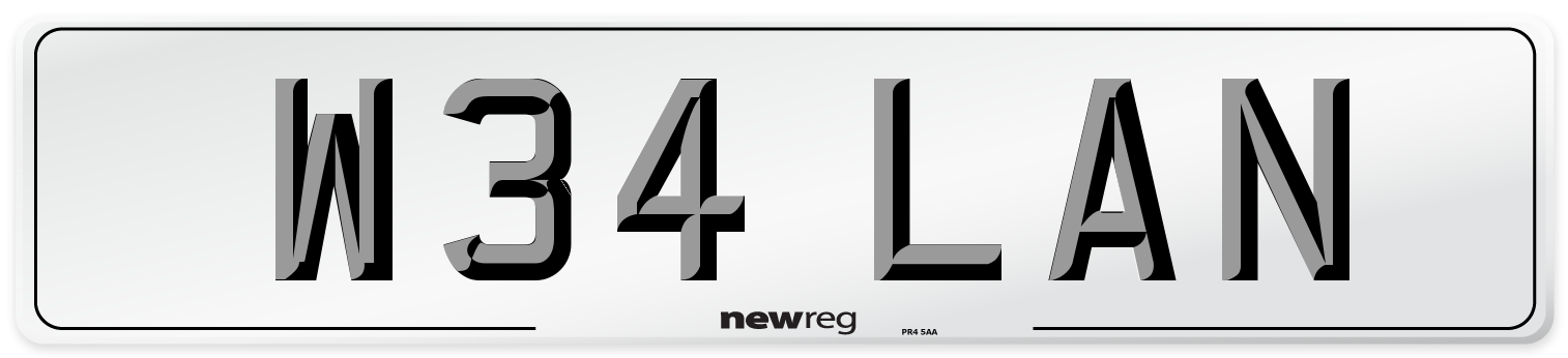 W34 LAN Number Plate from New Reg